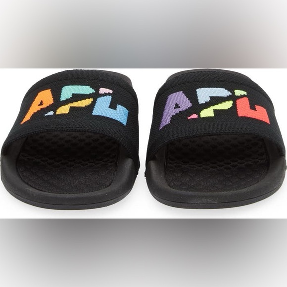 APL TechLoom Knit Sport Slides Black Multicolor Big Logo comfy Sandals NIB 6 - Picture 8 of 11